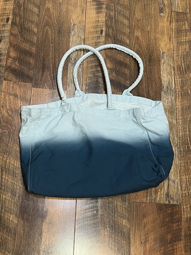 Athleta Large Canvas Tote Gym Beach Shopping Open Bag Blue Ombre - Picture 8 of 8