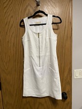 Michael Kors WHITE  Zip Front Lined Linen Dress Size 2 - MISSING BELT
