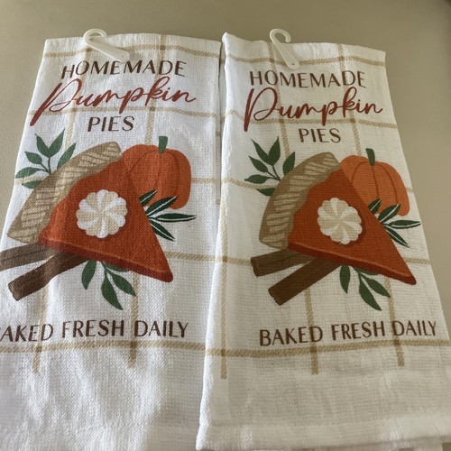 NWT~2 Autumn / Harvest Kitchen Towels~HOMEMADE Pumpkin PIES~ BAKED FRESH DAILY - Bild 2 von 7