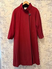 Harrods Women's Long Coat Knightsbridge Wool Cashmere Coat Red UK Made Vintage