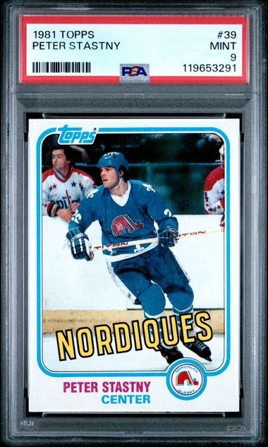 1981-82 Topps #39 Peter Stastny RC Rookie Hockey Card PSA 9 Mint