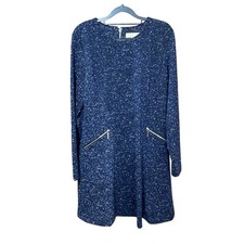 Michael Kors Womens Dress Size 14 Blue Speckled Knit Long Sleeve Zip Pockets