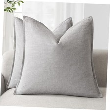 Pack of 2, Decorative Linen Soild Throw 22" x 22" Pack of 2 Quiet Gray
