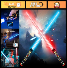Light Up Saber Swords for Kids - 2 Pack Retractable LED Toys, 3 Colors