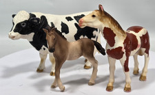Schleich Farm Animals Lot 3 Holstein Bull, Pinto Horse & Andulusian Foal