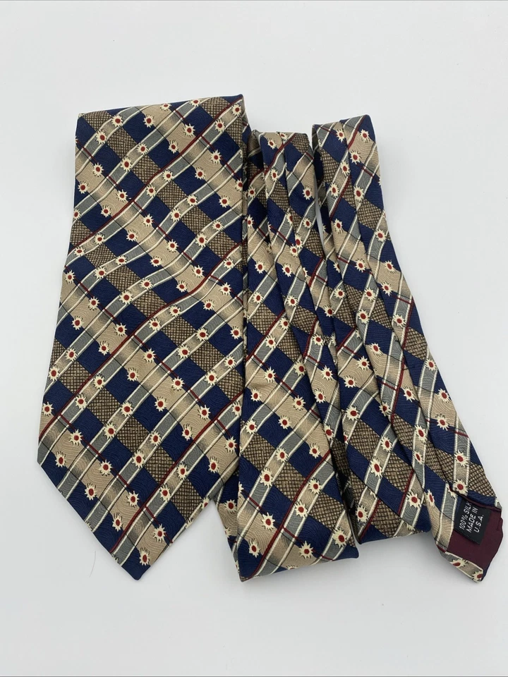 Structure Blue And Cream Silk Tie - Image 2 of 4