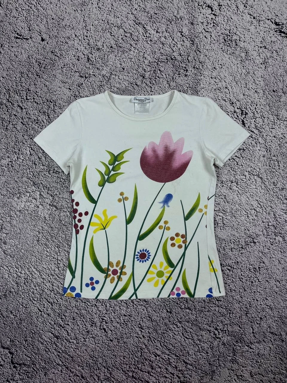 Dior — Vintage Christian Dior Paris Floral Garden Tulip AOP T Shirt