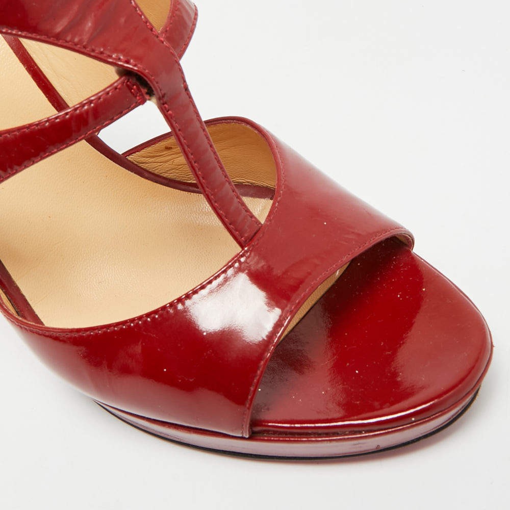 Versace Size 38 Red Patent Leather Ankle Strap Sandals thumbnail 7