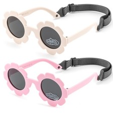 Baby Polarizrd Sunglasses with Strap Flexible Bendable Sun Flower Glasses for...