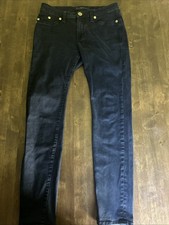 Rock & Republic Kashmere Jeans 10 S Black Denim Skinny Ankle Gold Buttons