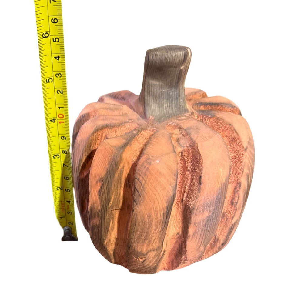 Calabaza de madera hecha a mano tallada por cesta estuche diseños LLC 6" decorativo rústico Foto 3 de 4