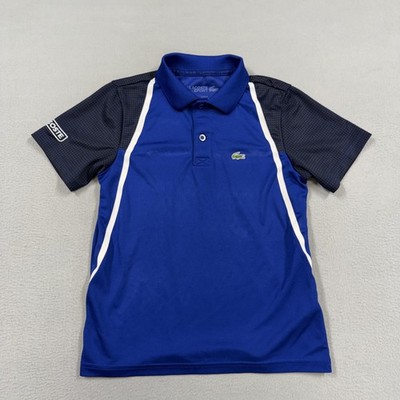 Lacoste Sport Polo Shirt Youth 12 Blue Colorblock Ultra Dry Tennis Golf