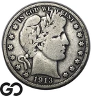 1913 Barber Half Dollar, Better Date, Choice Fine+