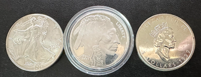 #ad #ad Lot of 3 Silver 1 oz .999 each Coins 3oz in total $240.00