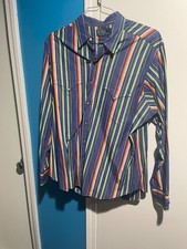 Polo Ralph Lauren Large Stripe Shirt Cowboy Western VTG RL Western