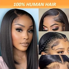 10~16" HD Lace free Front Artificial Hair Bob Wig Glue Free,180% Density,Wear&Go