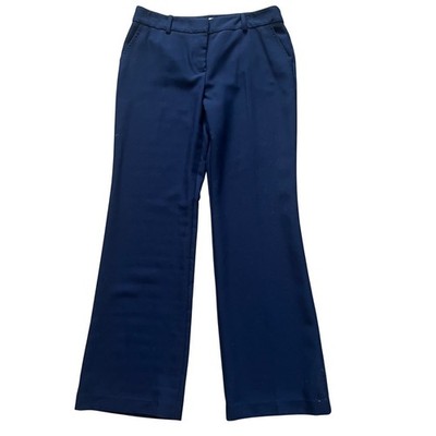 Trina Turk Womens Navy Blue Straight Leg Trousers Dress Pants Size 12 D120916
