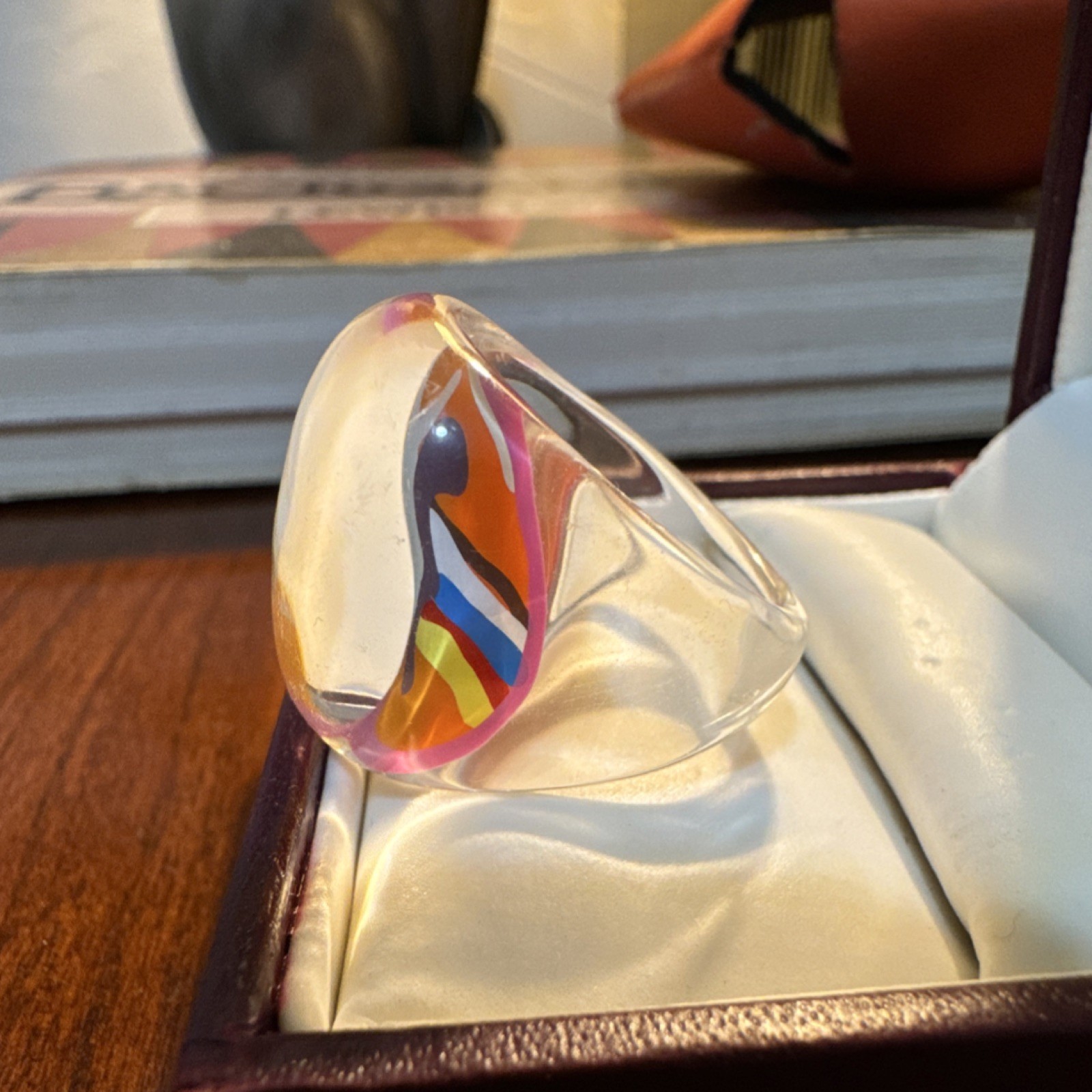 Multicolor Acrylic Statement Chunky Ring Retro As… - image 2