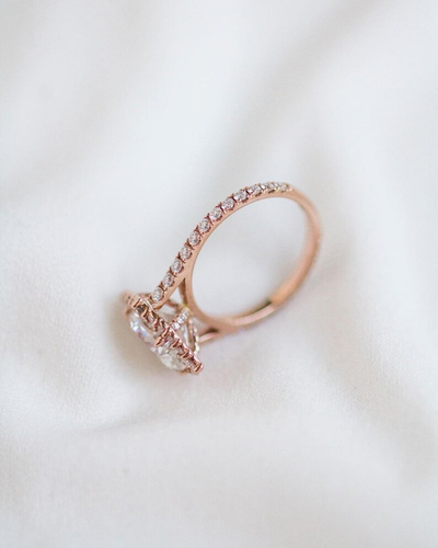 2.40Ct Pear Cut Moissanite Halo Engagement Women's Ring In Solid 14K Rose Gold - Picture 2 of 7