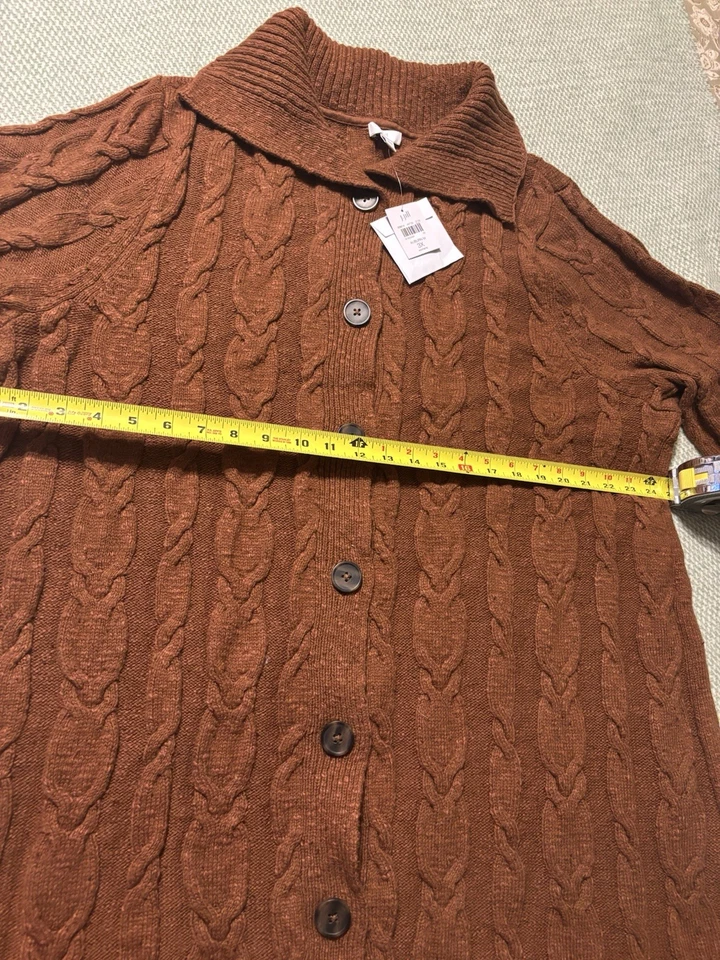 Cárdigan grueso 3xJ Jill largo marrón jengibre Foto 3 de 4