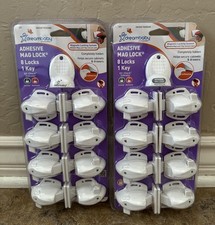 2 Dreambaby Adhesive Mag Lock - 8 Locks per pack, 1 Key for Cabinets and Drawers