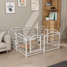 24" 8-Panel Metal Dog Playpen, Foldable Pet Exercise Pen for Dogs Indoor Outdoor