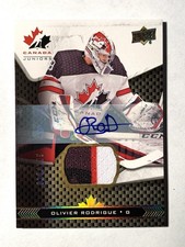 2018 UD Team Canada Juniors Patch Auto OLIVIER RODRIGUE 010/199 Oilers Card# 29