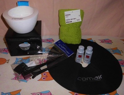 COMAIR Färbeschale ,Schneidekragen ,Färbepinsel mit Schwamm , Haarklammer ,1 Han