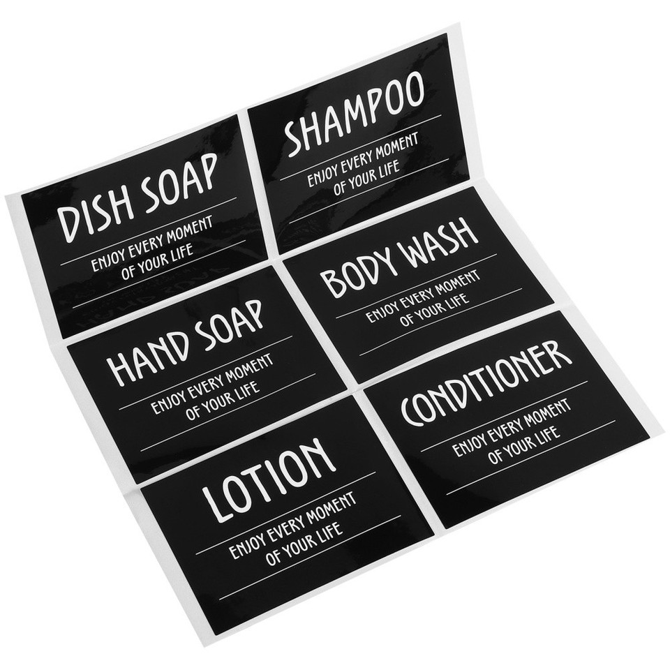 Sticker For Shampoo Reusable PVC Waterproof Shampoo Bottle Label Stickers for Bathroom Home ...