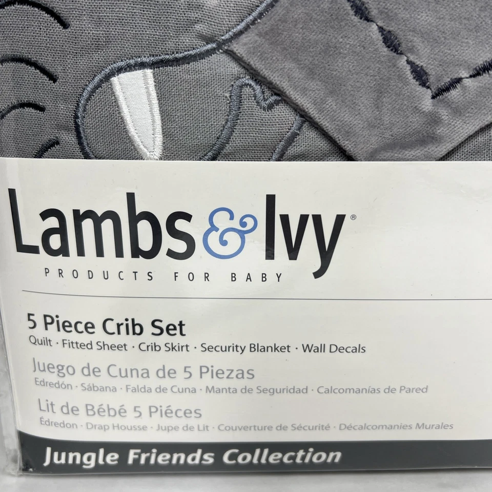 Juego de ropa de cama de 5 piezas para cuna de bebé Lambs & Ivy Jungle Friends Animal Collection Foto 2 de 4