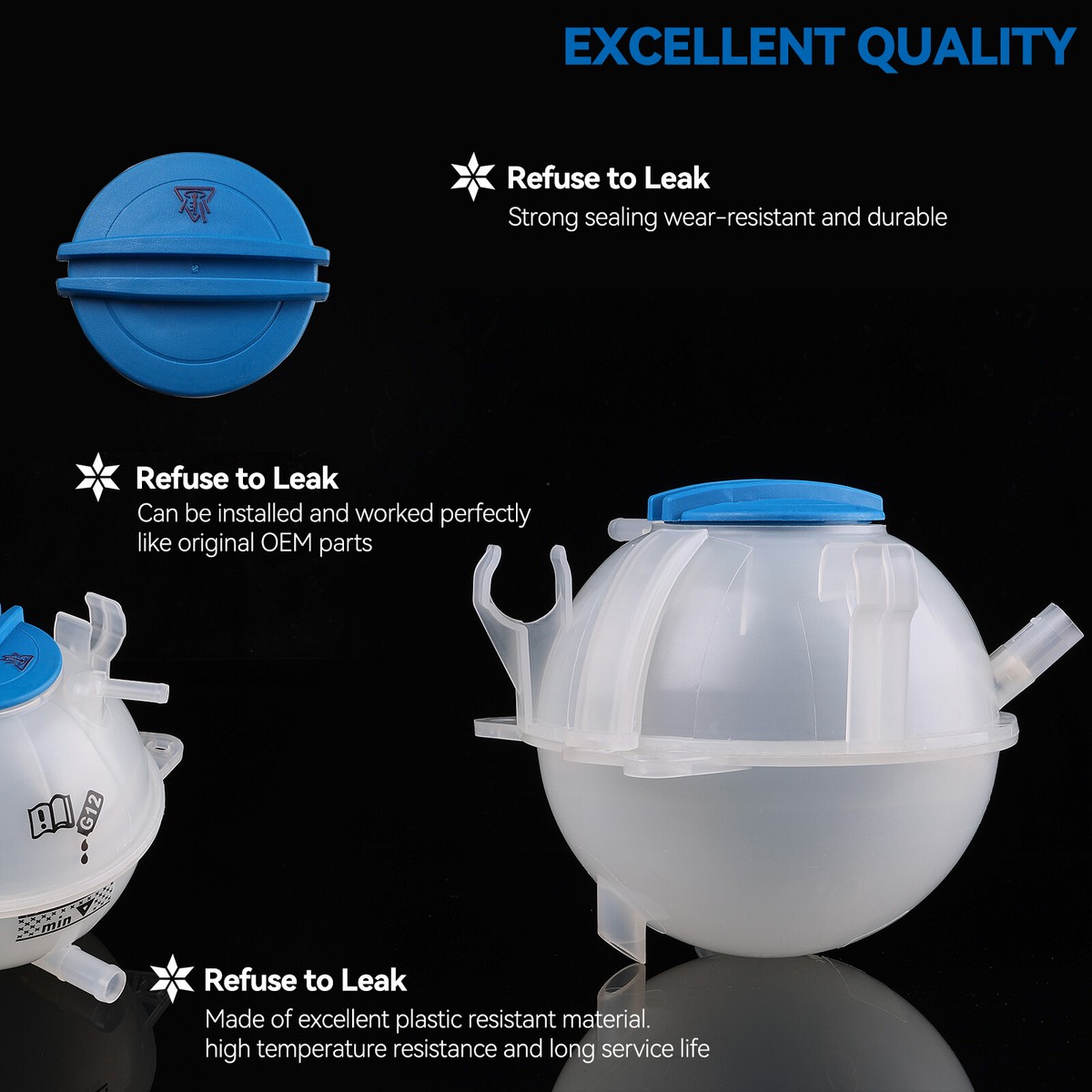 COOLANT EXPANSION HEADER TANK BOTTLE & CAP FOR AUDI A3 TT Q3 VW 