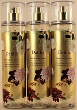 QTY 3 - Bath & Body Works DAHLIA Fine Fragrance Body Mist Spray 8 Oz