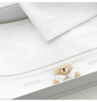 Lenzuola Lettino Neonato 100% Cotone Made In Italy - Set 3 Pezzi Con Ricami (Sopra+Sotto Con Angoli+ Federa) - Bianco/Rosa - 4