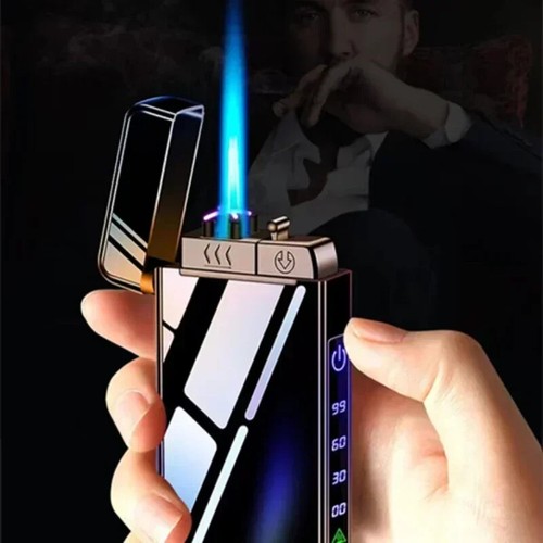 2025 Neu Metall USB Winddicht Feuerzeug Taschenlampe Jet Dual Plasma Lichtbogen Feuerzeug Gas - Bild 22 von 49