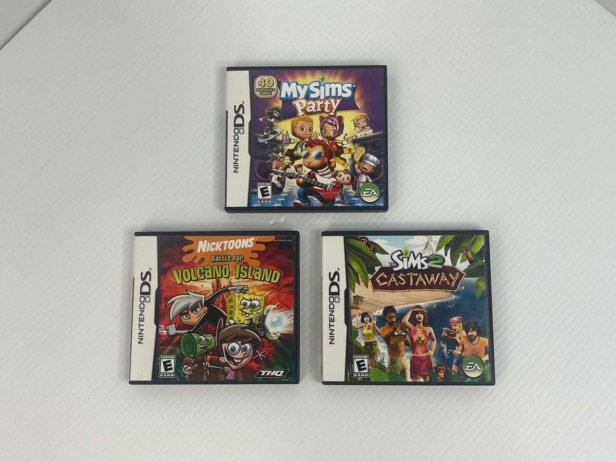 Nintendo DS Games Sim 2 Castaway , My Sims Party & Volcano Island Lot of 3  Games