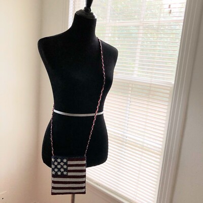  MAKE OFFER Ermo Beaded US Flag Crossbody Bag