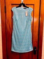 Ralph Lauren sleeveless crochet shift dress blue NWT size 6 $155.00