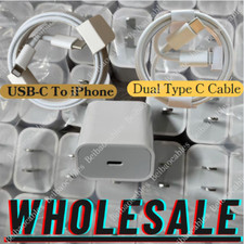 Lot For iPhone 16 15 14 13 11 20W Power Adapter USB Type-C Fast Charger PD Cable