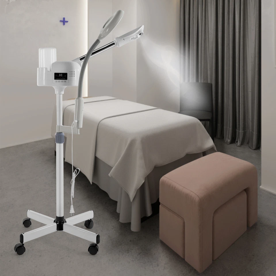 Vaporizador facial caliente 2 en 1 5X LED lámpara de aumento UV ozono LCD salón spa cuidado de la piel Foto 2 de 4