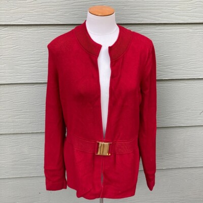 Jones New York Womens Knit Sweater Cardigan Sz L Fitted Solid