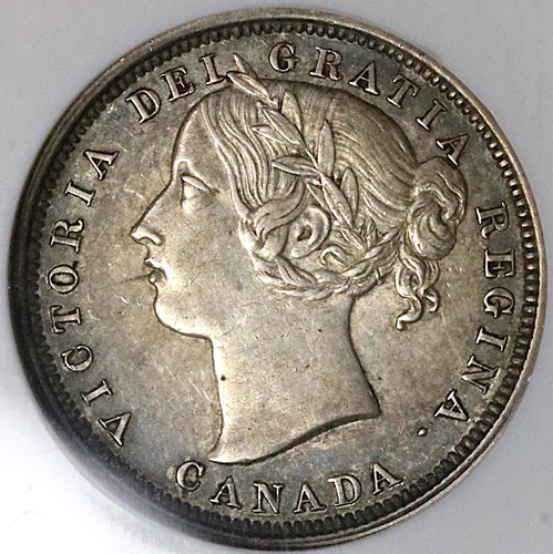 1858 NGC AU 50 Canada Victoria 20 Cents Sterling Silver Coin (22050102C)