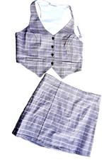 Plaid School Girl Skirt Set Stylish Preppy College S Office Two Piece Matching