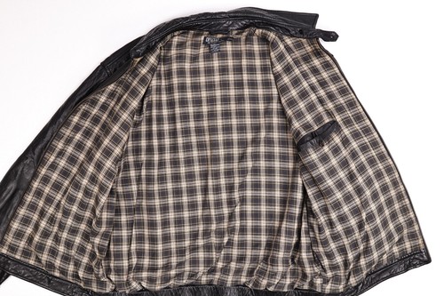 Polo Ralph Lauren 100% Leather Plaid Lining Jacket Brown Size XL - Picture 5 of 10