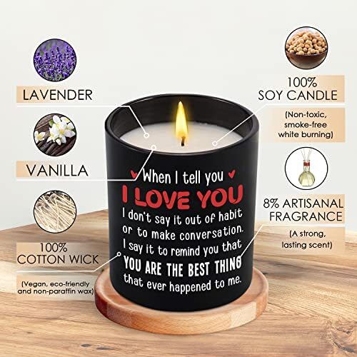 Anniversary Wedding Gifts for Men, Women, Boyfriend, Black - Love You - Picture 6 of 7