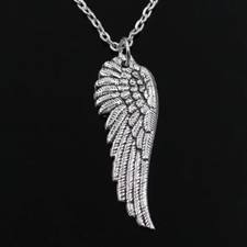 Charm 925 Sterling Silver Eagle Hawk Falcon Feather Angel Wings Pendant Necklace