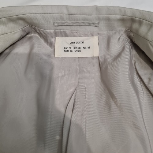 Zara Origins Wool Concealed Button Single Breasted Oversized Blazer Beige uk 38 - Picture 5 of 8