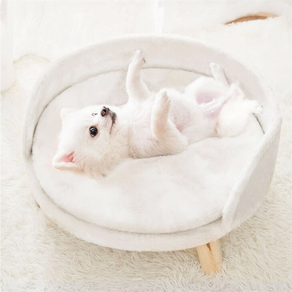 Sofá cama redondo para mascotas de 40/60 cm silla elevada para gatos salón para cachorros con cojín extraíble Foto 3 de 4