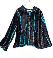 Rapp Vintage Black Velvet Hooded Witchy Boho Cloak Jacket Plus Size 14 16 18 20
