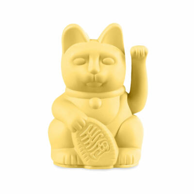 Donkey Products Lucky Cat Mini Maneki Neko, Winkekatze, Kunststoff, Yellow 9.8cm