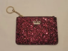 Kate Spade Bitsy Laurel Way Glitter Keychain Card ID Change Holder Wallet Cherry